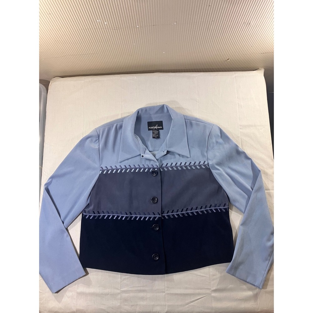 Positive Attitude Colorblock Long Sleeve Button Front Shirt Women Size 12